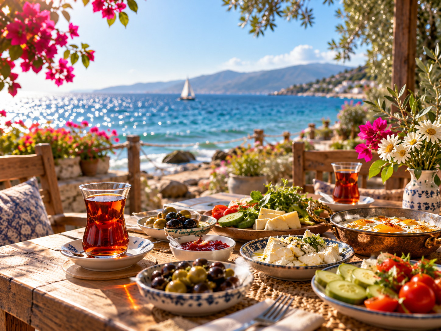 Kahvaltıda çay keyfi