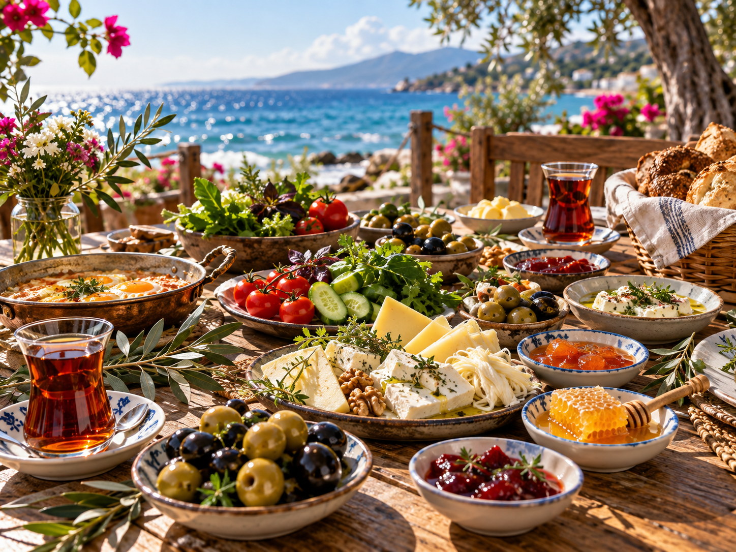 Zengin kahvaltı sofrası